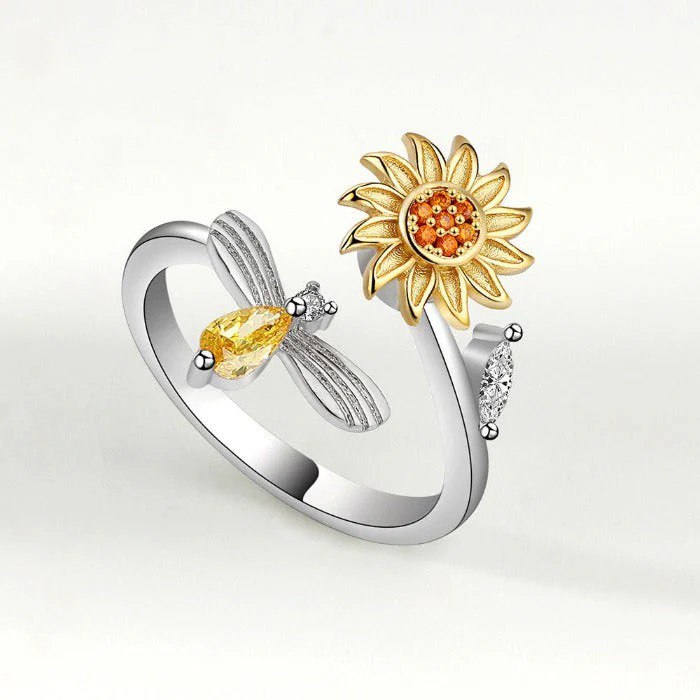Miniatura 3 de *SET X 2 ANILLO GIRASOL GIRATORIO